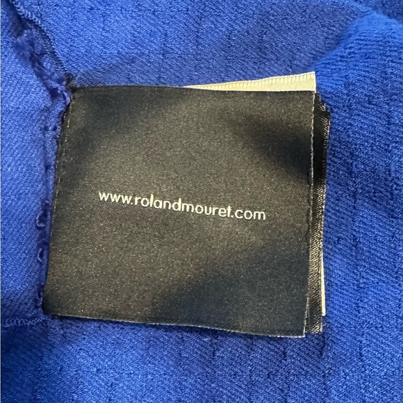 NWT Roland Mouret Electric Blue Stretch Boucle Check Middlesmoor Crepe Top Sz 4 - Picture 6 of 12